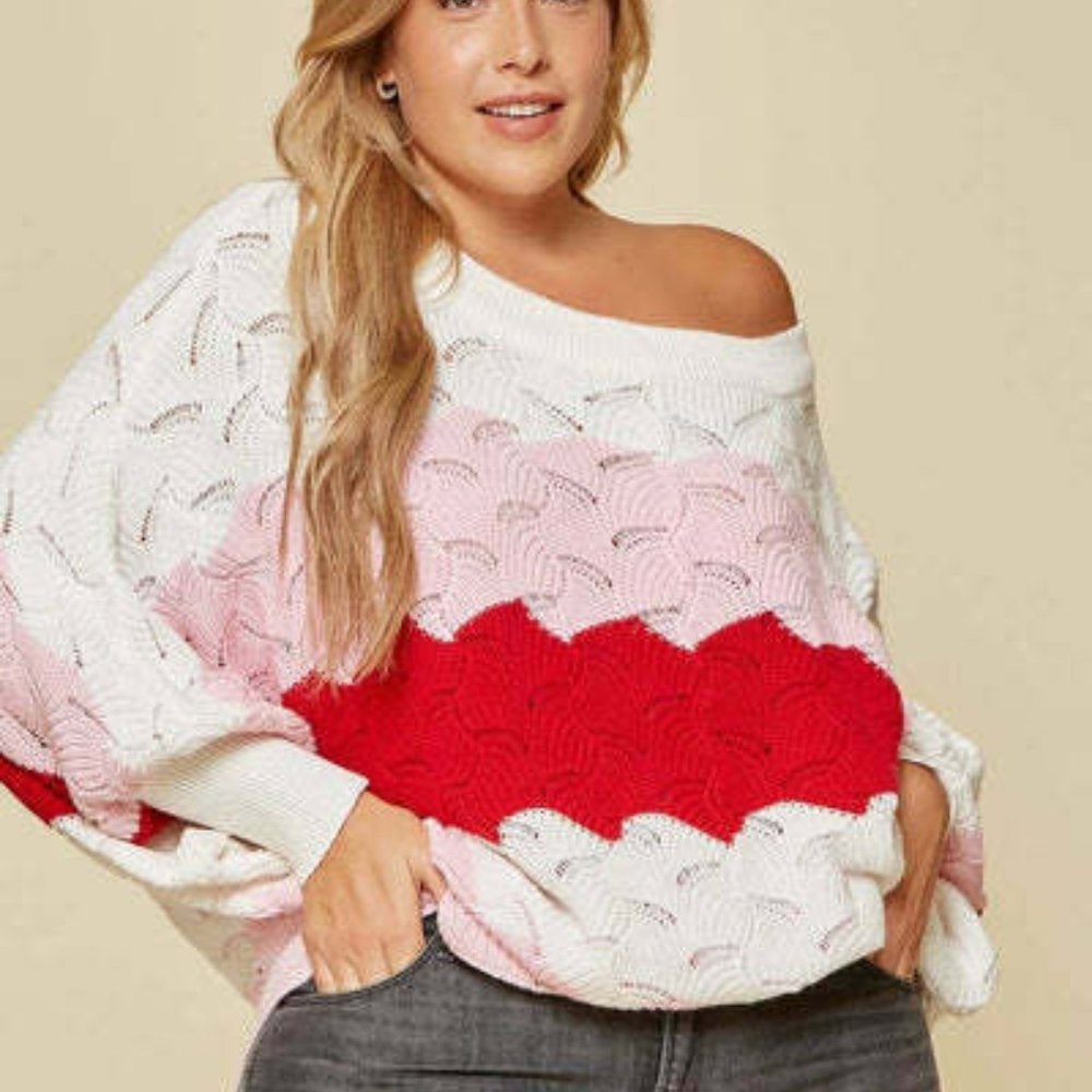 Andrée by Unit Color Block‎ Cozy Sweater Dolman Sleeve Pullover Women 2X 3X NWT